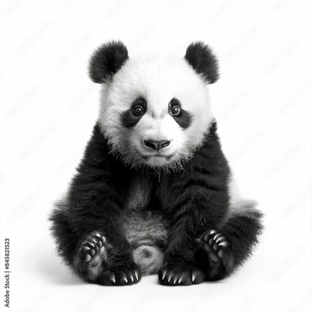 Full body of a cute panda over white background. Full body of a cute panda over white background.