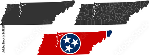 Tennessee state of USA. Tennessee territory and flag. States of America territory on white background. Separate states. Vector illustration