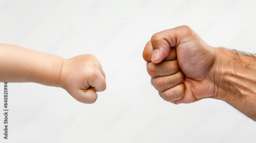 A cute little baby hand and an adult hand A cute little baby hand and an adult hand