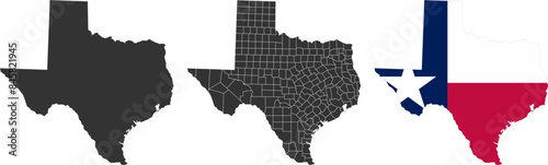 Texas state of USA. Texas territory and flag. States of America territory on white background. Separate states. Vector illustration