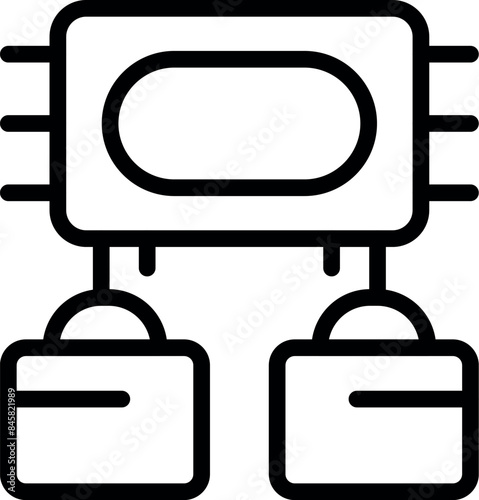 Simple line icon of a robot carrying boxes, representing concepts like automation and delivery