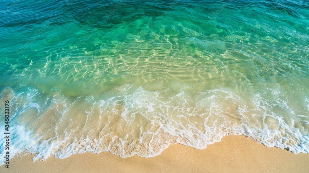 Aerial view of tide blue sea water and sandy beach Aerial view of tide blue sea water and sandy beach
