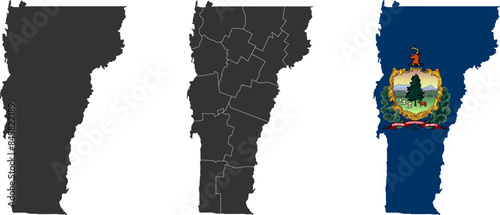 Vermont state of USA. Vermont territory and flag. States of America territory on white background. Separate states. Vector illustration