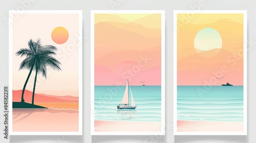 Collection of tropical theme design for poster greeting card books