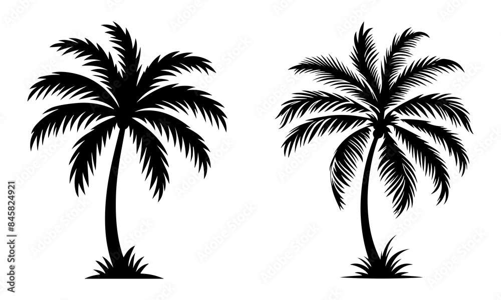 palm tree black silhouette style vector illustration art isolated on transparent background - Generative AI palm tree black silhouette style vector illustration art isolated on transparent background - Generative AI