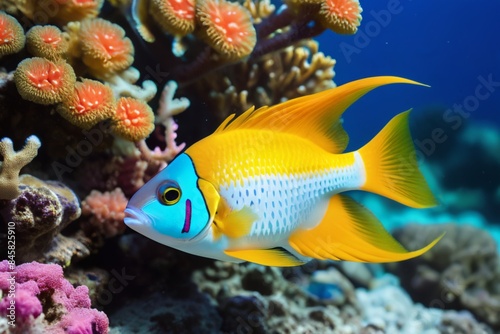 Colorful tropical fish on the background of a coral reef.