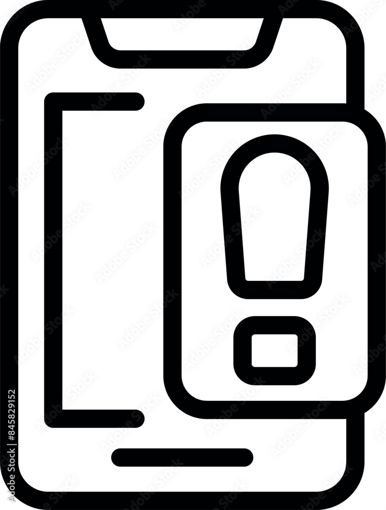 Smartphone is displaying a notification alert with an exclamation point, indicating a potential issue or warning Smartphone is displaying a notification alert with an exclamation point, indicating a potential issue or warning