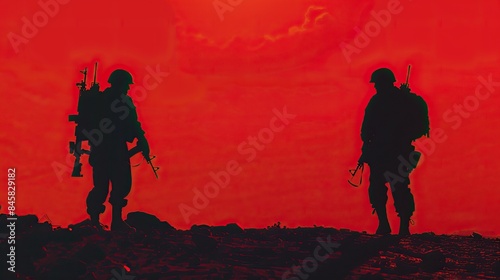 Vibrant Pop Art Gaming Soldier: Military Hero, Gaming Soldiers. War theme background. High quality AI generated image
