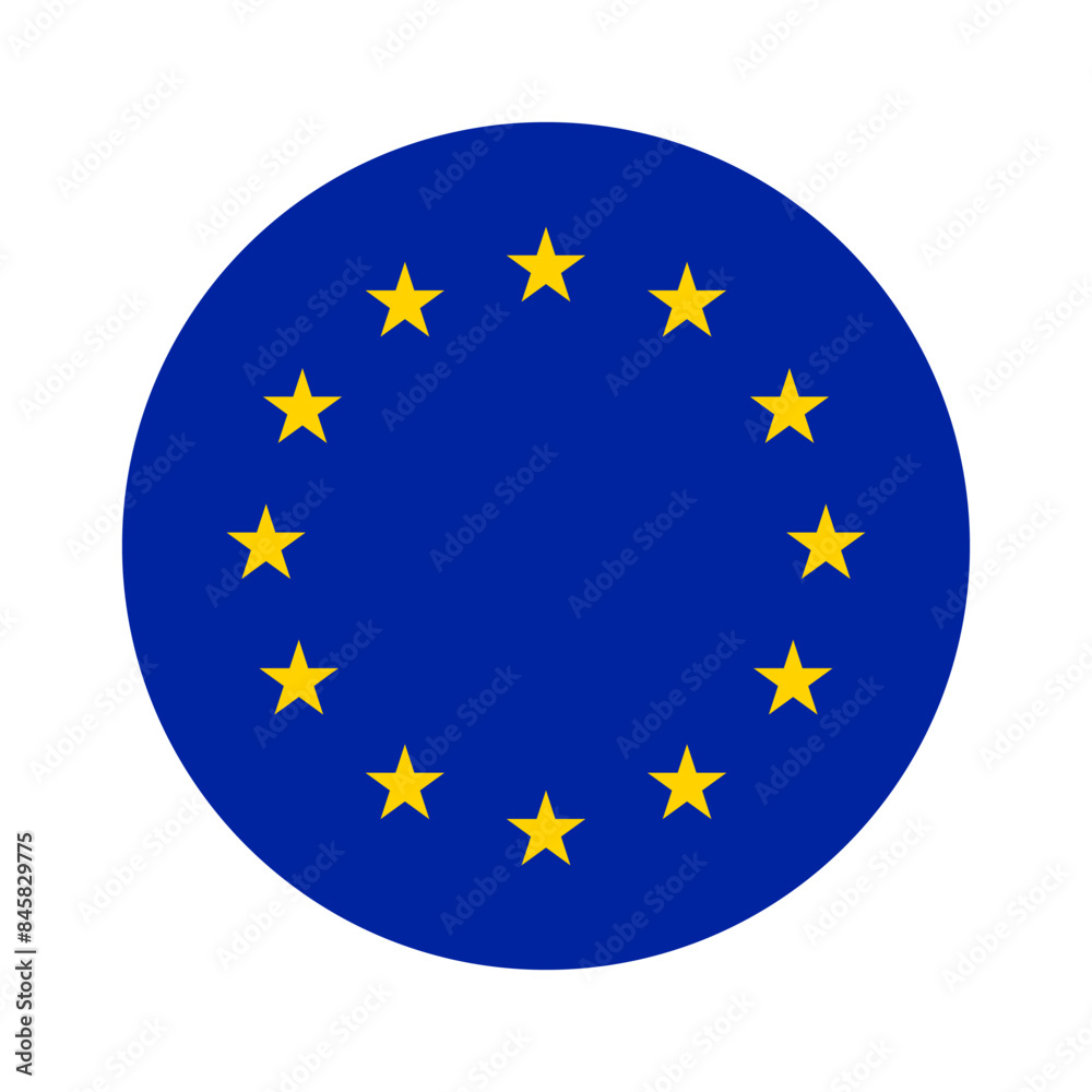 European union flag round blue color yellow stars icon European union flag round blue color yellow stars icon