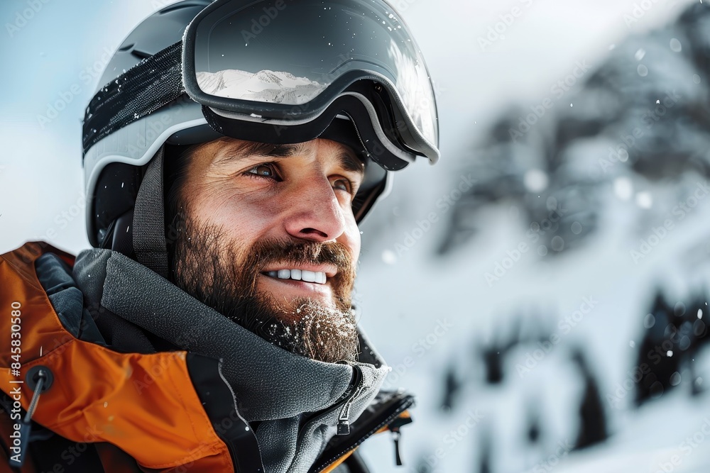 A snowboarder with their face covered standing on a snowy mountain slope with gear A snowboarder with their face covered standing on a snowy mountain slope with gear