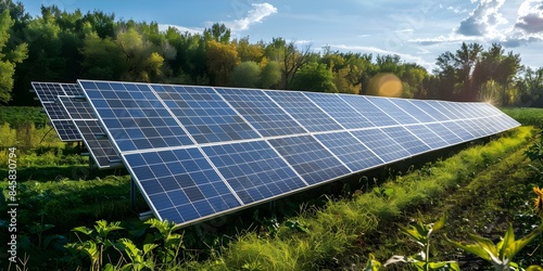 Harnessing solar energy to shade crops and provide renewable energy on agricultural land. Concept Solar Energy, Agriculture, Renewable Energy, Sustainable Practices, Crop Shading