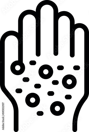 Line icon of a hand with a viral infectious disease