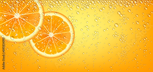 Orange Sparkling Water with Bubbles