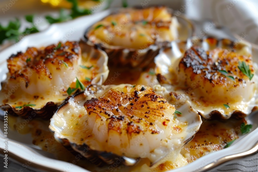 Scallops in Mornay sauce with mashed potatoes Scallops in Mornay sauce with mashed potatoes