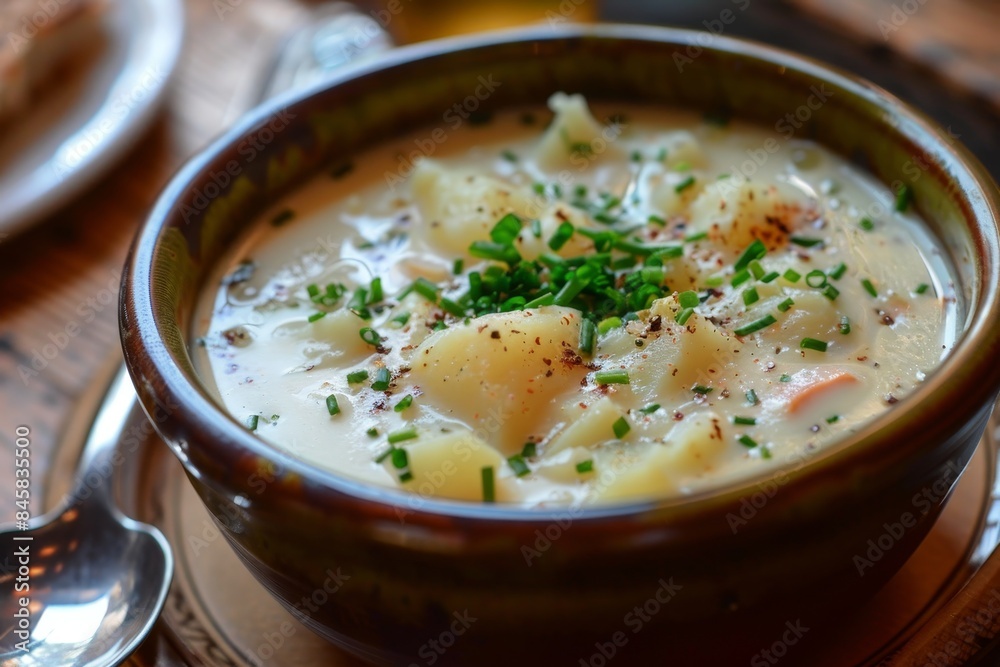 Scottish soup with smoked haddock potatoes and onions Scottish soup with smoked haddock potatoes and onions