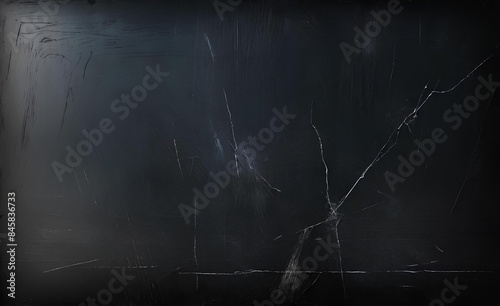 A vintage scratched black chalkboard texture background. Blank school chalkboard texture black image board