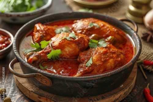 Spicy Indian chicken dish with red gravy © VolumeThings