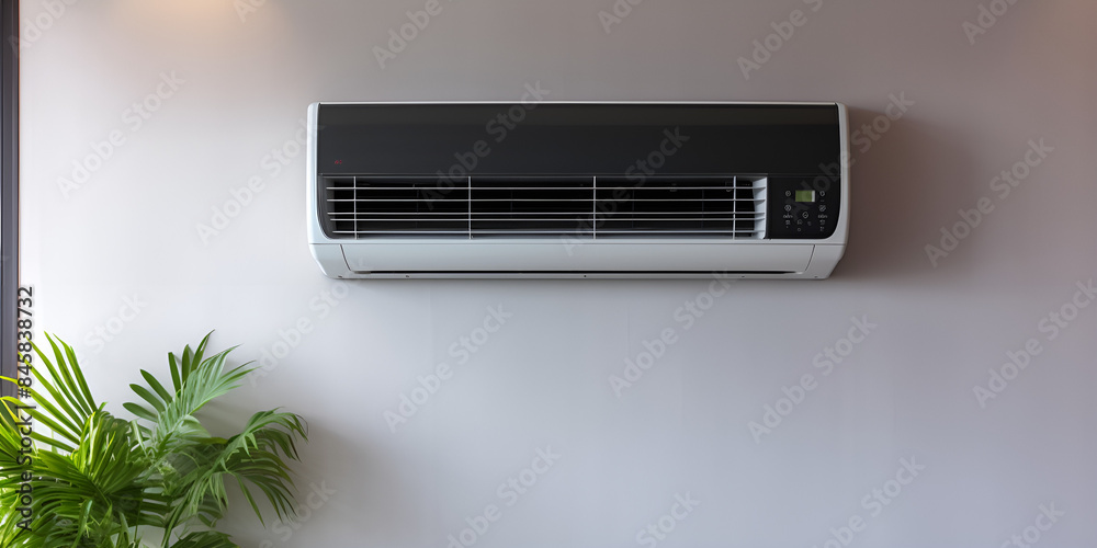 air conditioner in the conditioner, Air conditioner on the wall in the living room stock photo ai generated
