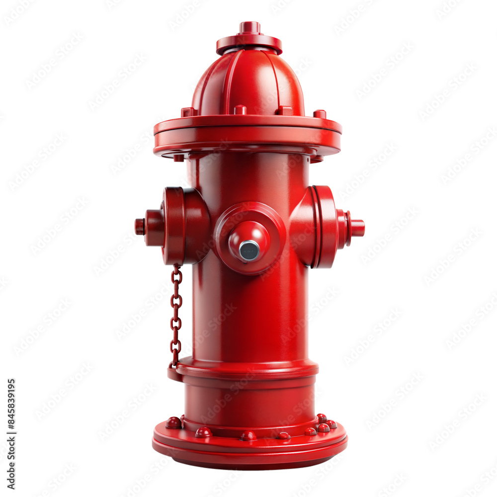 Red Fire Hydrant With Chain On Transparent Background Red Fire Hydrant With Chain On Transparent Background