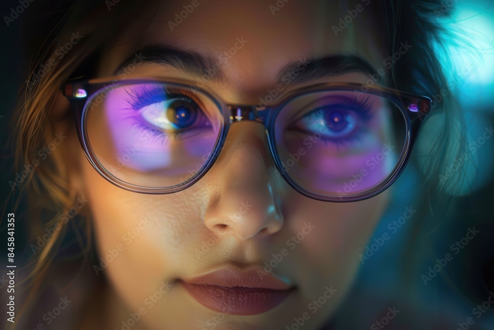 This abstract composition features a blurred face amidst shadows and lights, creating a sense of mystery This abstract composition features a blurred face amidst shadows and lights, creating a sense of mystery
