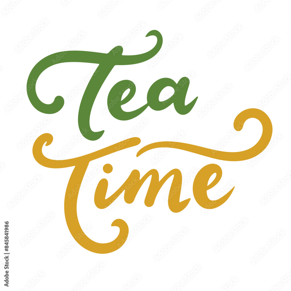 Tea Time text lettering. Hand drawn vector art. Tea Time text lettering. Hand drawn vector art.