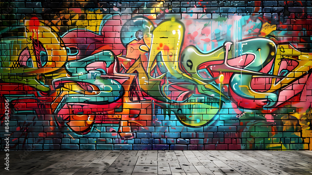 Fototapeta premium Wall with bright graffiti