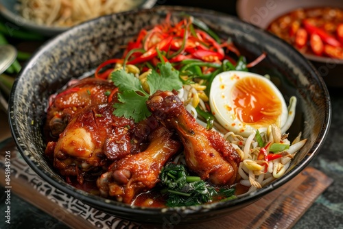 Thai dish with chicken feet noodles and wings
