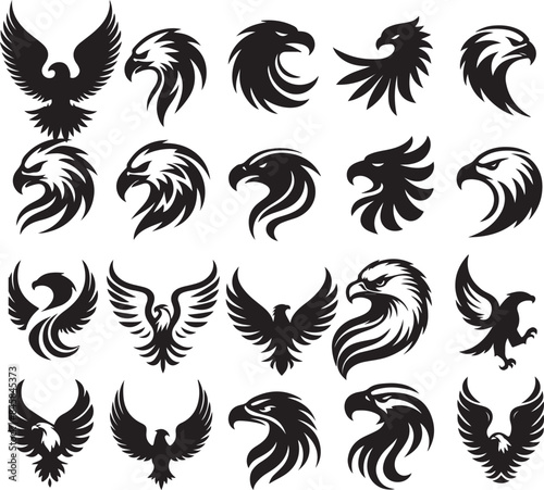  set of eagle hade logo vector illustration   photo