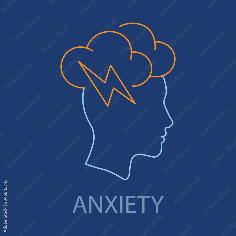 Anxiety Icon - Mental Health, Stress Disorders, and Psychological Well-being.