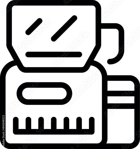 Simple black and white line icon of a credit card reader processing a payment