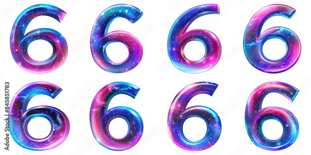 Set of Number 6 Galaxy Isolated on Transparent PNG Background. Generative ai Set of Number 6 Galaxy Isolated on Transparent PNG Background. Generative ai