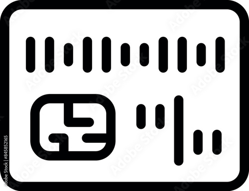 Bold, graphic icon representing a credit card, highlighting the chip and magnetic stripe technology