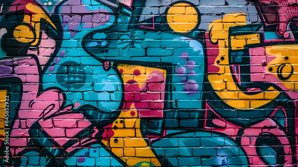 Wall with bright graffiti Wall with bright graffiti