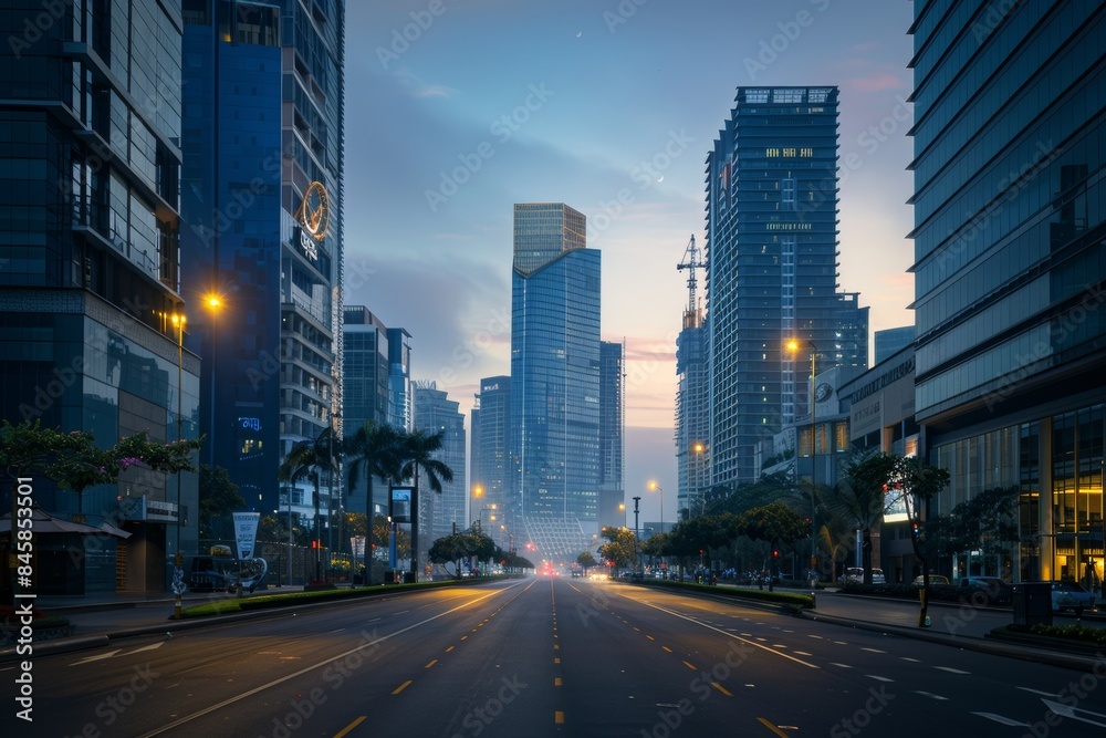 Fototapeta premium Empty street in modern business district