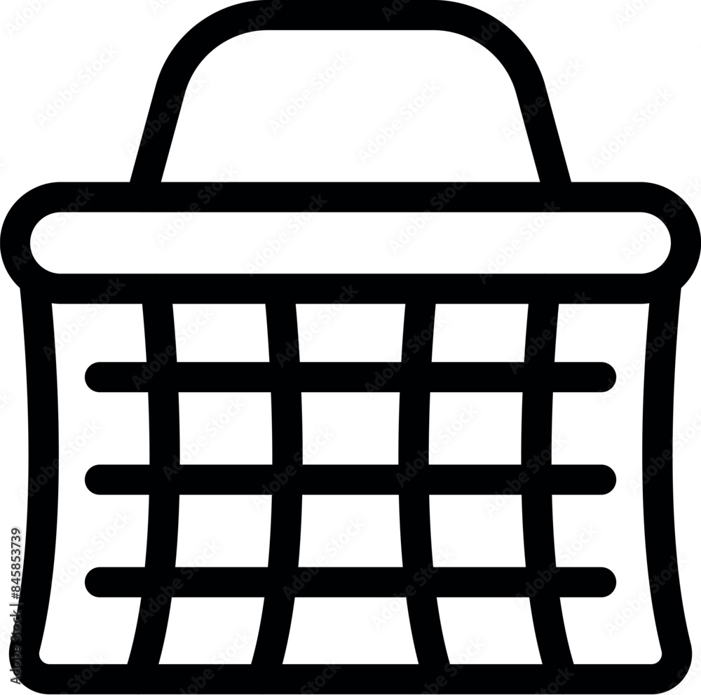 Simple line icon of an empty shopping basket representing online shopping and retail Simple line icon of an empty shopping basket representing online shopping and retail