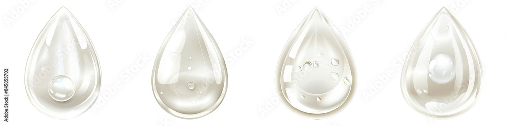 Set of White Water Drop With Pearl Isolated on Transparent PNG Background. Generative ai Set of White Water Drop With Pearl Isolated on Transparent PNG Background. Generative ai