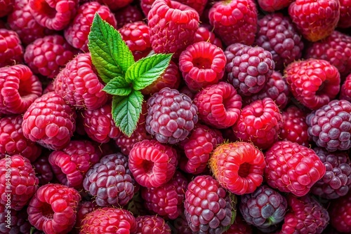 Background of fresh sweet red raspberries