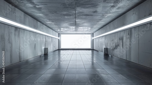 Lightbox 6-sheet template in an underground tunnel, mockup for outdoor media, detailed lighting and texture presentation