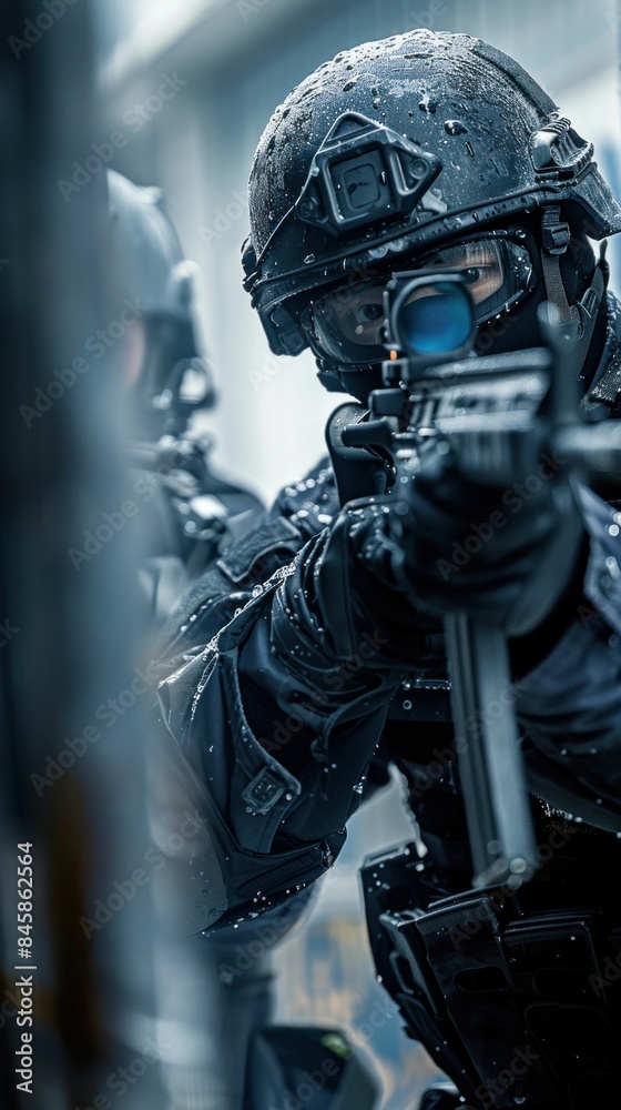 Tactical Soldiers in Snowy Urban Operation. Generative ai Tactical Soldiers in Snowy Urban Operation. Generative ai