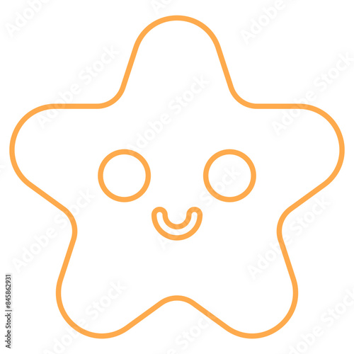 Smiling cute star line. Vector illustration. 