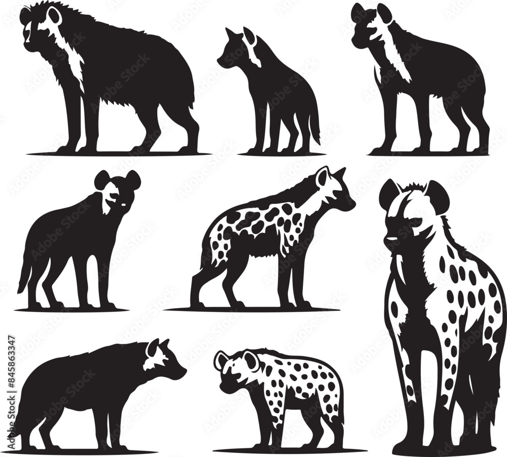Fototapeta premium hyena silhouette bundle vector