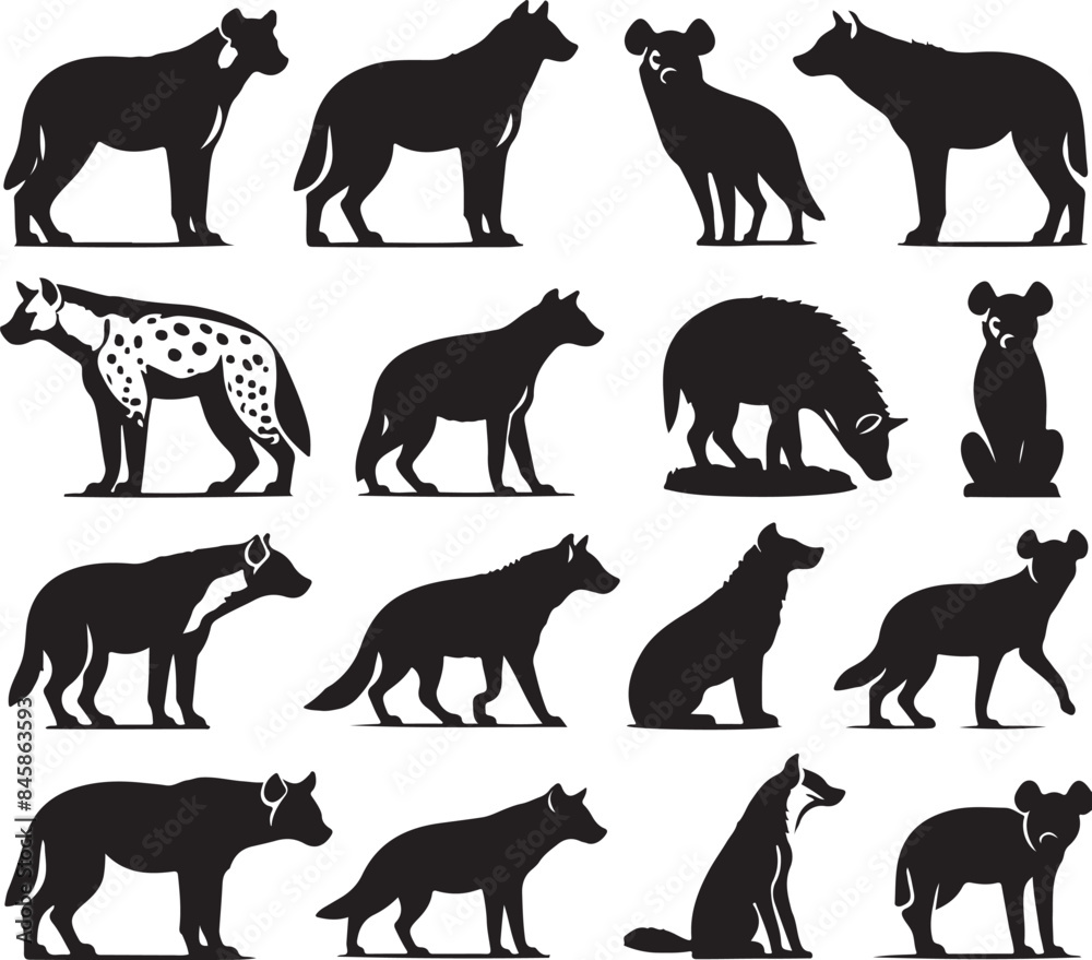 Fototapeta premium hyena silhouette bundle vector