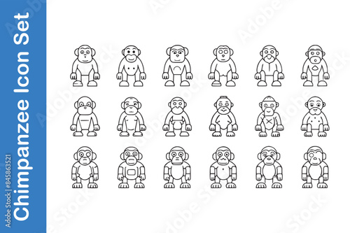 Chimpanzee Icon set with vector collections. 