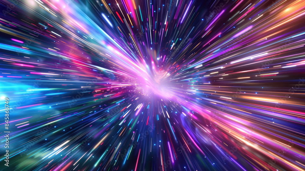 Light speed, hyperspace, space warp background. colorful streaks of light gathering towards the event horizon Ai Generated Light speed, hyperspace, space warp background. colorful streaks of light gathering towards the event horizon Ai Generated