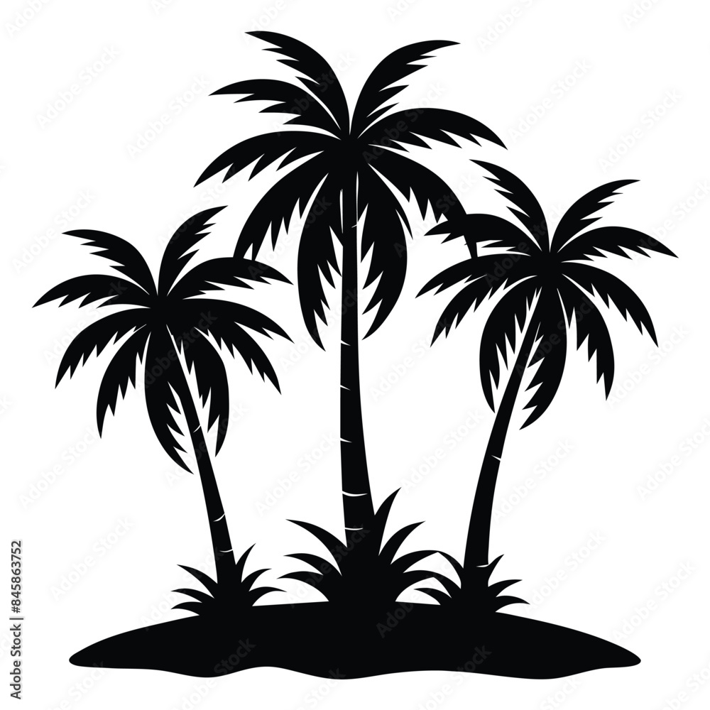 Obraz premium Silhouette of Palm Trees Vector Illustration for Tropical and Beach Designs