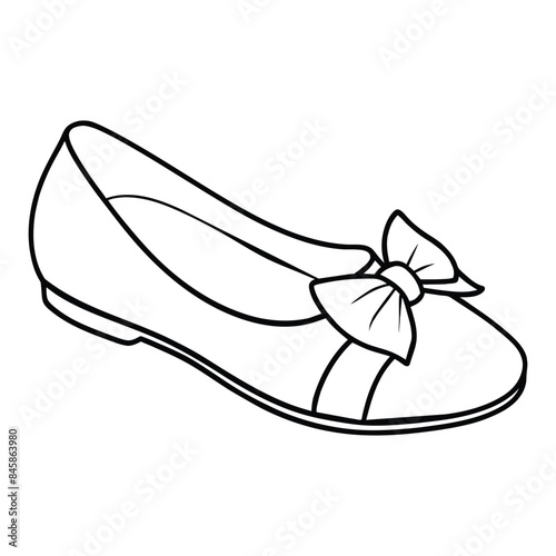 Elegant Vector Illustration of a Women's Ballet Flat Shoe with Bow Detailing. Perfect for Fashion Design and Graphic Projects.