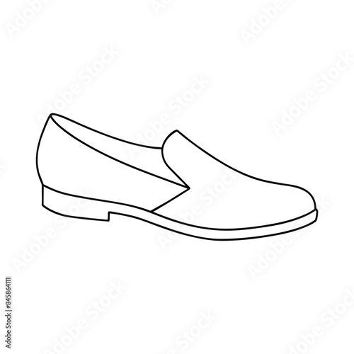 Vector outline illustration of a men's loafer shoe, classic slip-on footwear design