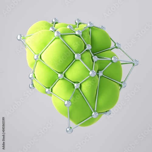 Fototapeta Naklejka Na Ścianę i Meble -  3d slime in a silver cell composition. 3d illustration. 