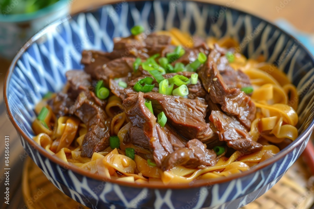 Traditional Taiwanese beef noodle Chinese and Taiwanese dish made with marbled beef chuck that becomes flavorful and tender when stewed Traditional Taiwanese beef noodle Chinese and Taiwanese dish made with marbled beef chuck that becomes flavorful and tender when stewed