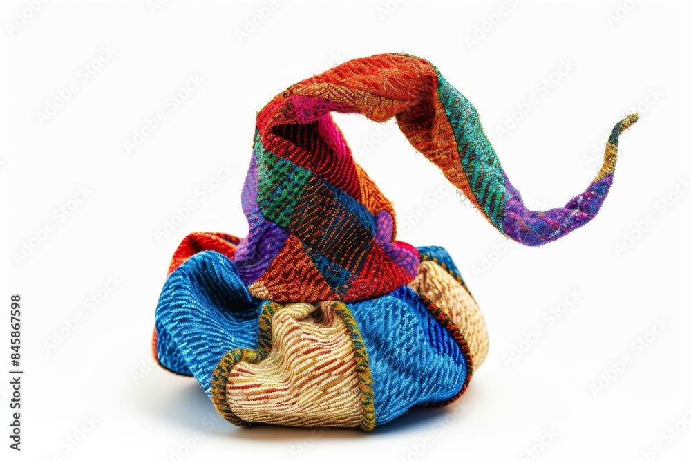 Fototapeta premium Variegated jester hat on white background